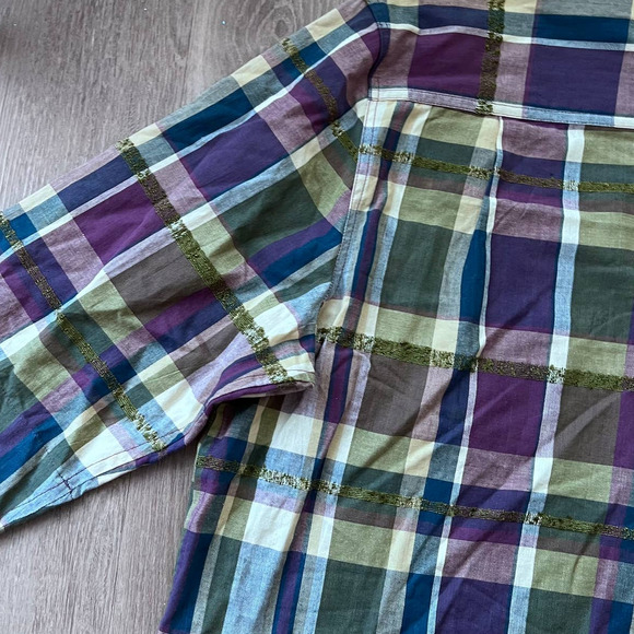 Lemon Grass XL Plaid Multicolor/Purple Zipper Shirt - Picture 8 of 13
